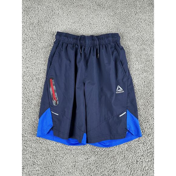 Reebok Running Athletic Shorts Mens Small Zip Pocket Stretch Reflective Gym Fitn - Picture 1 of 9